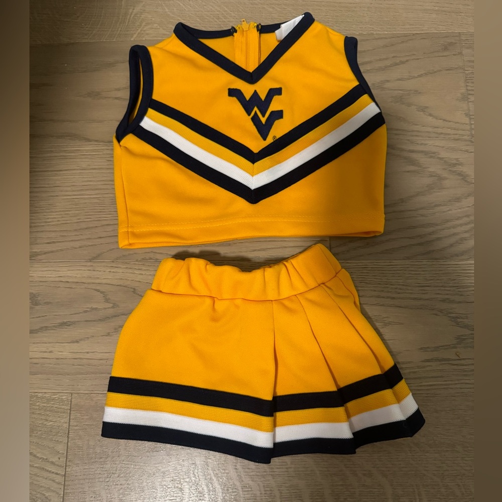 WVU West Virginia cheerleading/cheerleader baby toddler cheer outfit 12m.
